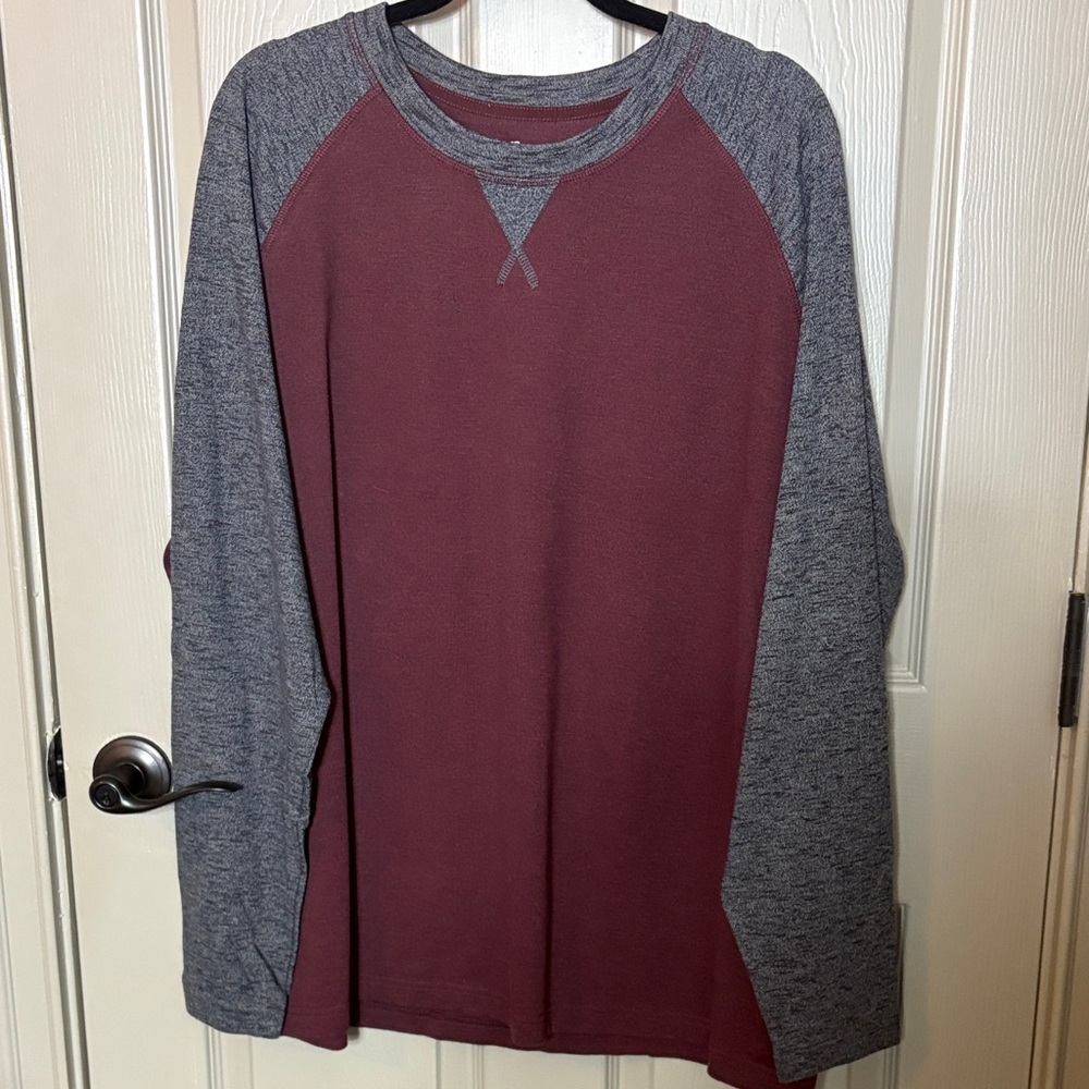 Eddie Bauer Men's Maroon and Gray Long Sleeve Shirt Sz XXL EUC!